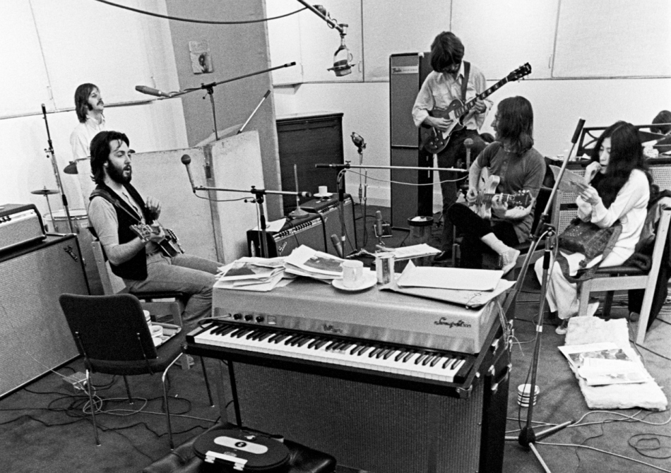 The Beatles recording in Abbey Road Studios