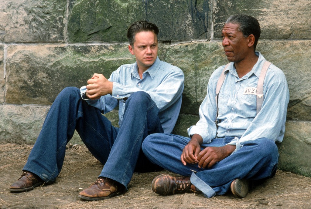 Tim Robbins and Morgan Freeman in a scene from The Shawshank Redemption