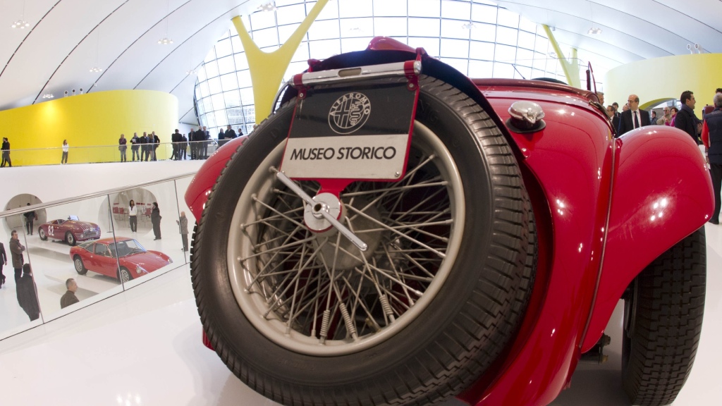 A classic car in the Maranello Ferrari Museum