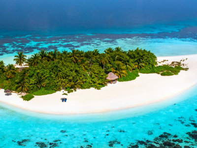 This luxury Maldives resort comes with its own heart-shaped private island and we’re in love 